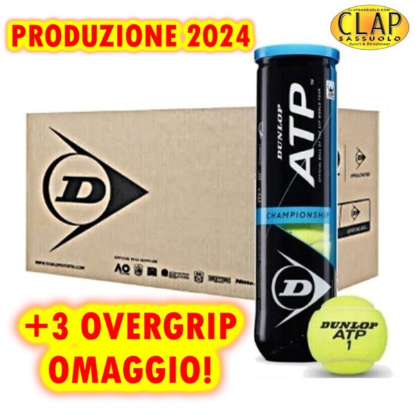 PALLE DA TENNS DUNLOP ATP CHAMPIONSHIP CARTONE 18 TUBI DA 4 PALLE CAD. 2024
