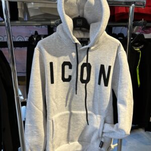 Icon Felpa Cappuccio uomo colore grigio melange logo nero IU9016FC