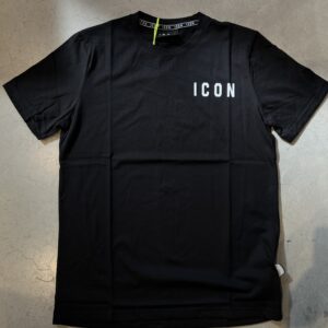 Icon T-shirt manica corta uomo nero logo bianco IU9019T NERO-PANNA