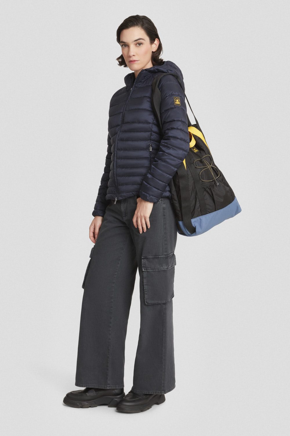 PIUMINO DONNA CIESSE PIUMINI FLORA CON CAPPUCCIO BLU SCURO 2 PIUMINO DONNA CIESSE PIUMINI FLORA CON CAPPUCCIO BLU SCURO - immagine 2