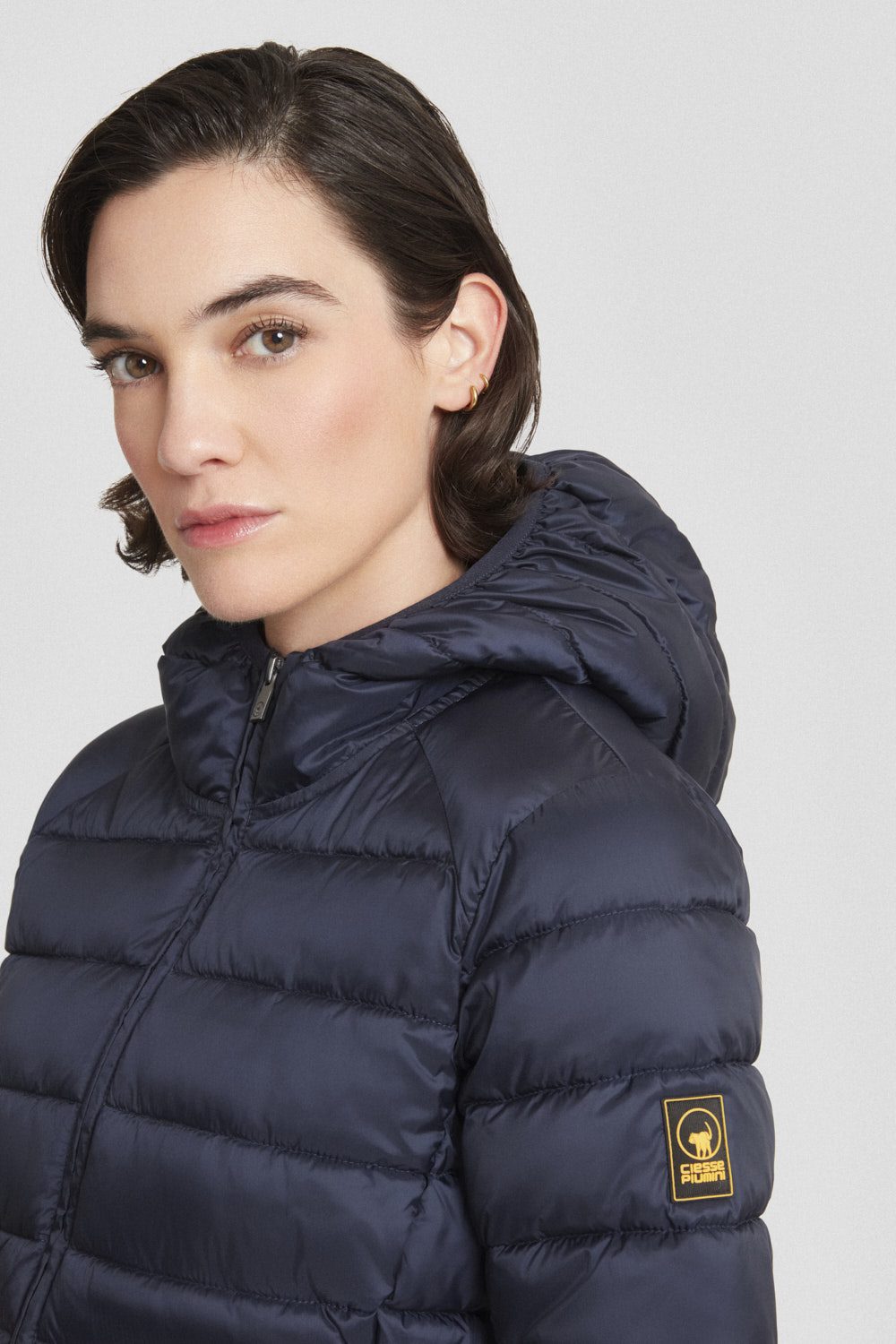 PIUMINO DONNA CIESSE PIUMINI FLORA CON CAPPUCCIO BLU SCURO 3 PIUMINO DONNA CIESSE PIUMINI FLORA CON CAPPUCCIO BLU SCURO - immagine 3
