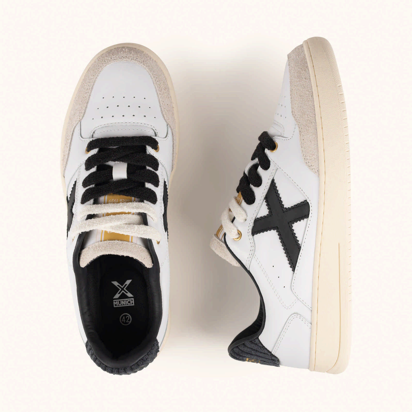 Scarpe Uomo MUNICH LEGIT 120 retrò da tennis e skate in bianco e nero 4 Scarpe Uomo MUNICH LEGIT 120 retrò da tennis e skate in bianco e nero - immagine 4