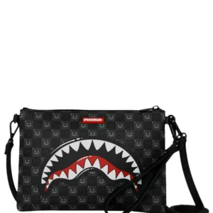 SPRAYGROUND SHARK IN PARIS WTF BUBBLY BLACK CLUTCHE CROSS