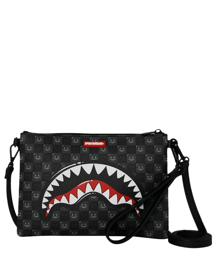 SPRAYGROUND SHARK IN PARIS WTF BUBBLY BLACK CLUTCHE CROSS