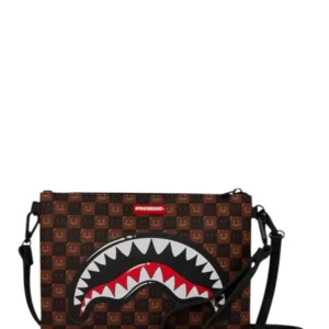 POCHETTE SPRAYGROUND SHARK IN PARIS WTF BUBBLE BROWN CROSS 910B9307NSZ