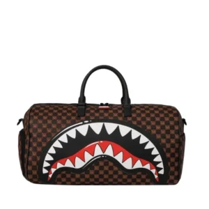 BORSA SPRAYGROUND SHARKS IN PARIS WTF BUBBLE BROWN CHECK DUFFLE