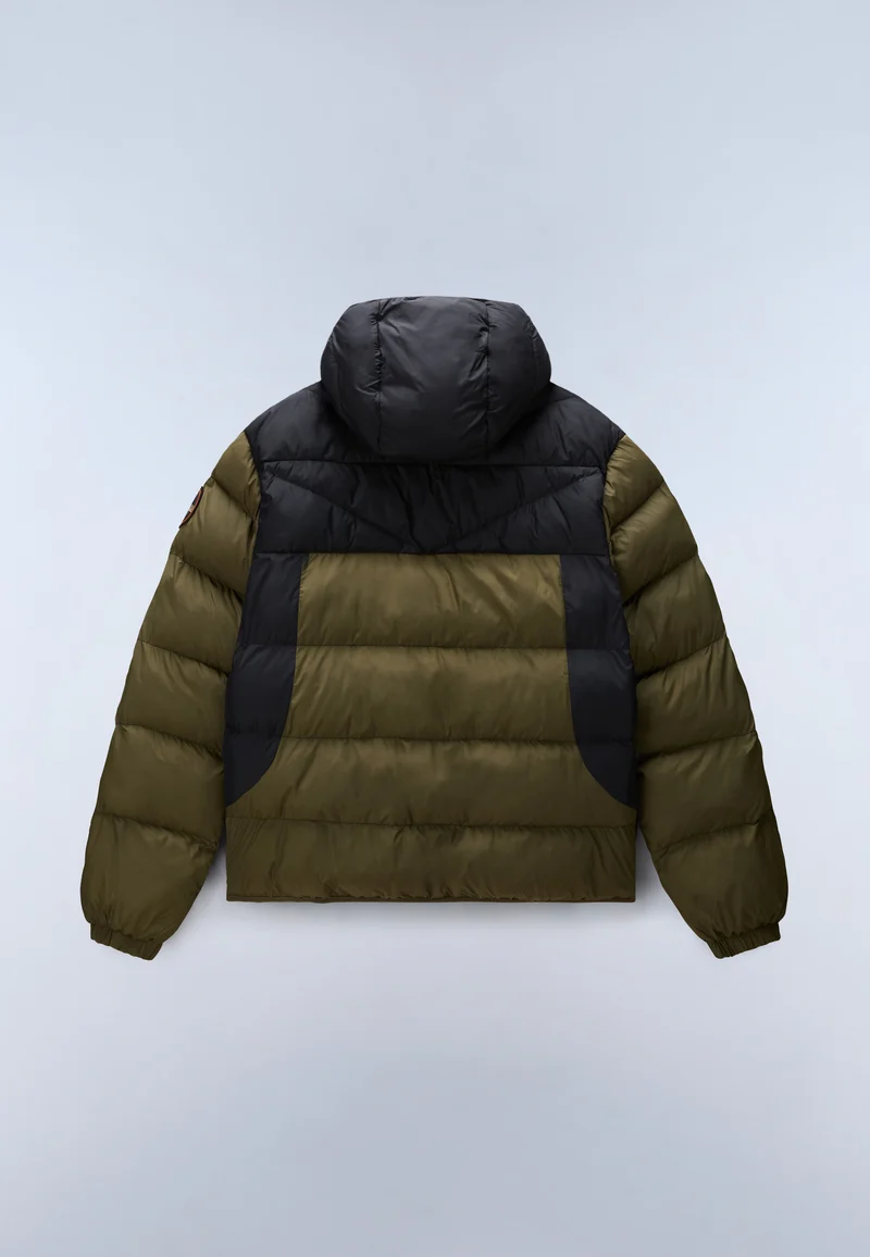 Piumino con Cappuccio Napapijri Molveno uomo verde oliva e nero (NMHO) 3 Piumino con Cappuccio Napapijri Molveno uomo verde oliva e nero (NMHO) - immagine 3