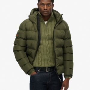 Giacca Superdry Puffer uomo con Cappuccio Sportiva colore VERDE (SPB)