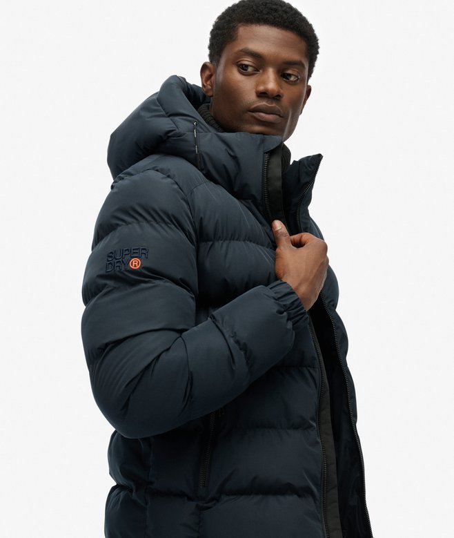 Giacca Superdry Puffer uomo con Cappuccio Sportiva colore BLU (SPBL)